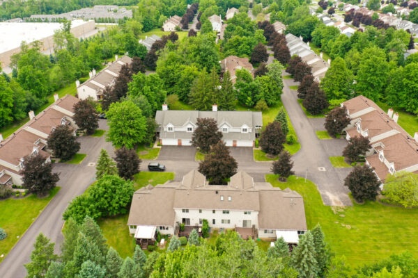 Northwood Village Association aerial view of townhomes in Lancaster, NY