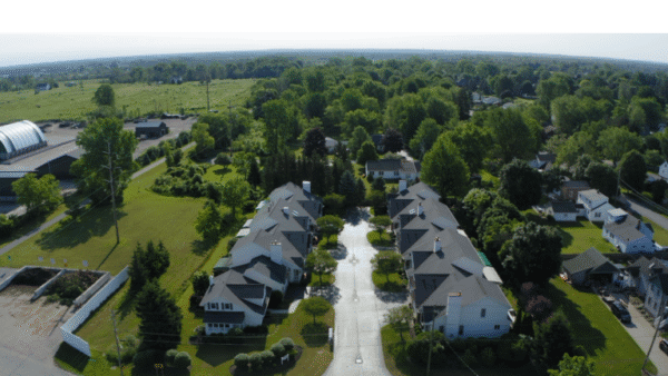 Ariel view of Village Mill Town Homes in Clarence Center
