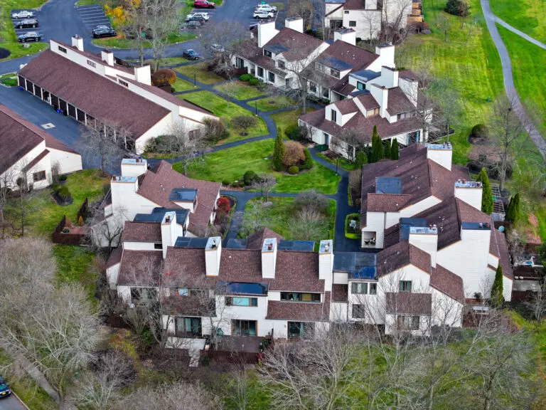 Aerial view of Woodgate Village in East Amherst